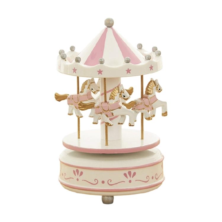 Hand Cranked Christmas Musical Carousels Box Ornament Wind Up Mechanism Music Box Ideal Gift Holiday Festives Decoration