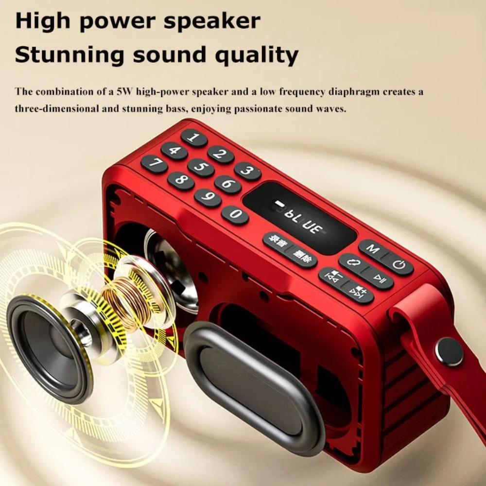 Portable Radio FM Mini Bluetooth Radios Speaker Hifi Sound Soundbar Subwoofer Handsfree Walkman Music Player Recorder with Mic