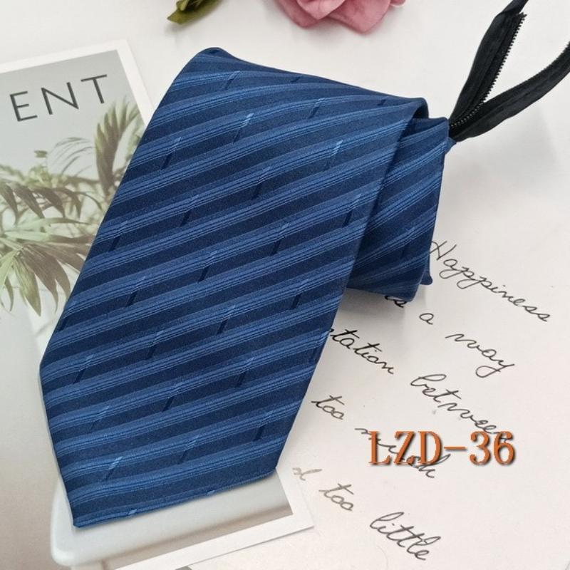 Men's Formal Business Tie with 8cm Zipper, Striped Black Tie, No Knotting Required.