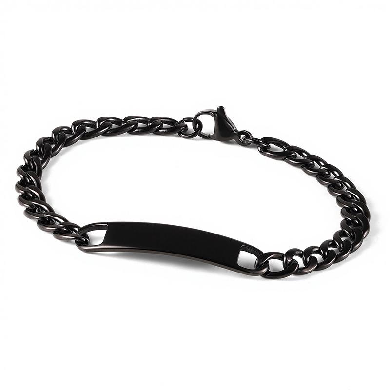 Pulsera Curva de Acero de Titanio Unisex - Grabable Personalizado, Resistente a la Decoloración, Joyería de Eslabones Cubanos