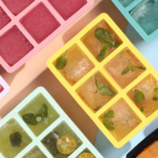 Ice Cube Mold 6/8 Grids Silicone Ice Making Tray Easy Release Large Square Cube Mold for Home Kitchen