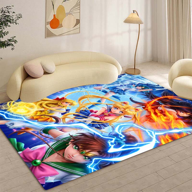 High-definition 3D Sailor Moon anime rug, suitable for bedrooms, living rooms, home sofa decoration, large decorative rug, and