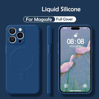 Liquid Silicone For MagSafe Case For iPhone 14 Pro Max 13 12 11 XS XR 7 8Plus Magnetic Wireless Charging Soft Shockproof Bumper Cover