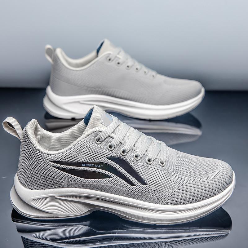 Large size wish casual soft-soled sneakers breathable single shoes fly-woven mesh running shoes men