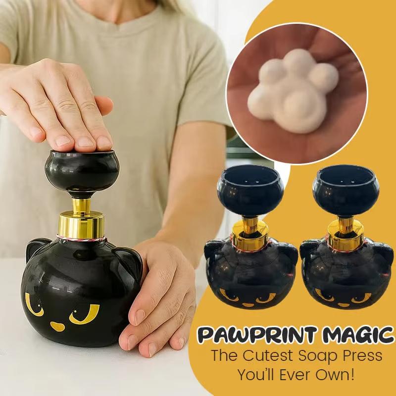 Cute Cat Paw Foam Soap Dispenser Refillable Empty Halloween Black Cats Pawprint Foaming Hand Wash Dispenser for Bathroom Kitchen
