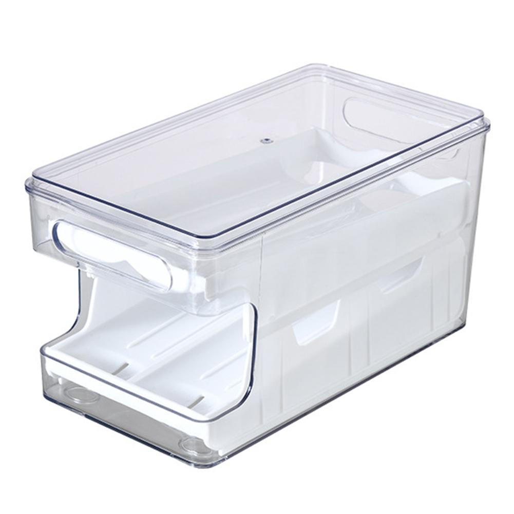 

2-уровневый автоматический держатель для яиц, экономящий место, диспенсер для яиц, лоток-органайзер для кухонной столешницы на холодильник белый