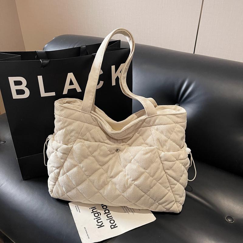 Corduroy Tote Bag Women's Commuter Handbag Large Capacity Shoulder Bag