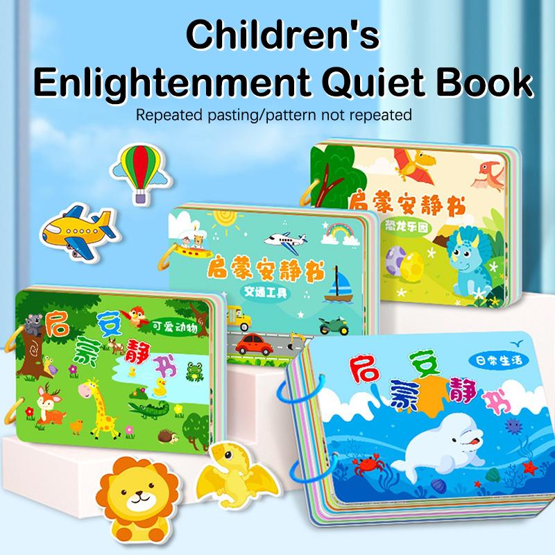 Çocuk Erken Eğitim Sessiz Meşgul Yapıştırma Kitabı Kendin Yap Yapboz Çıkartma Montessori Oyuncak Tekrarlanan Yapıştırma Sessiz Kitap Oyuncakları Bebek Hediyesi