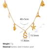 New Arrival Gold Boho Ocean Conch Starfish Shell Charm Necklace Stainless Steel A-Z Alphabet Initial Letter Beach Necklace Women