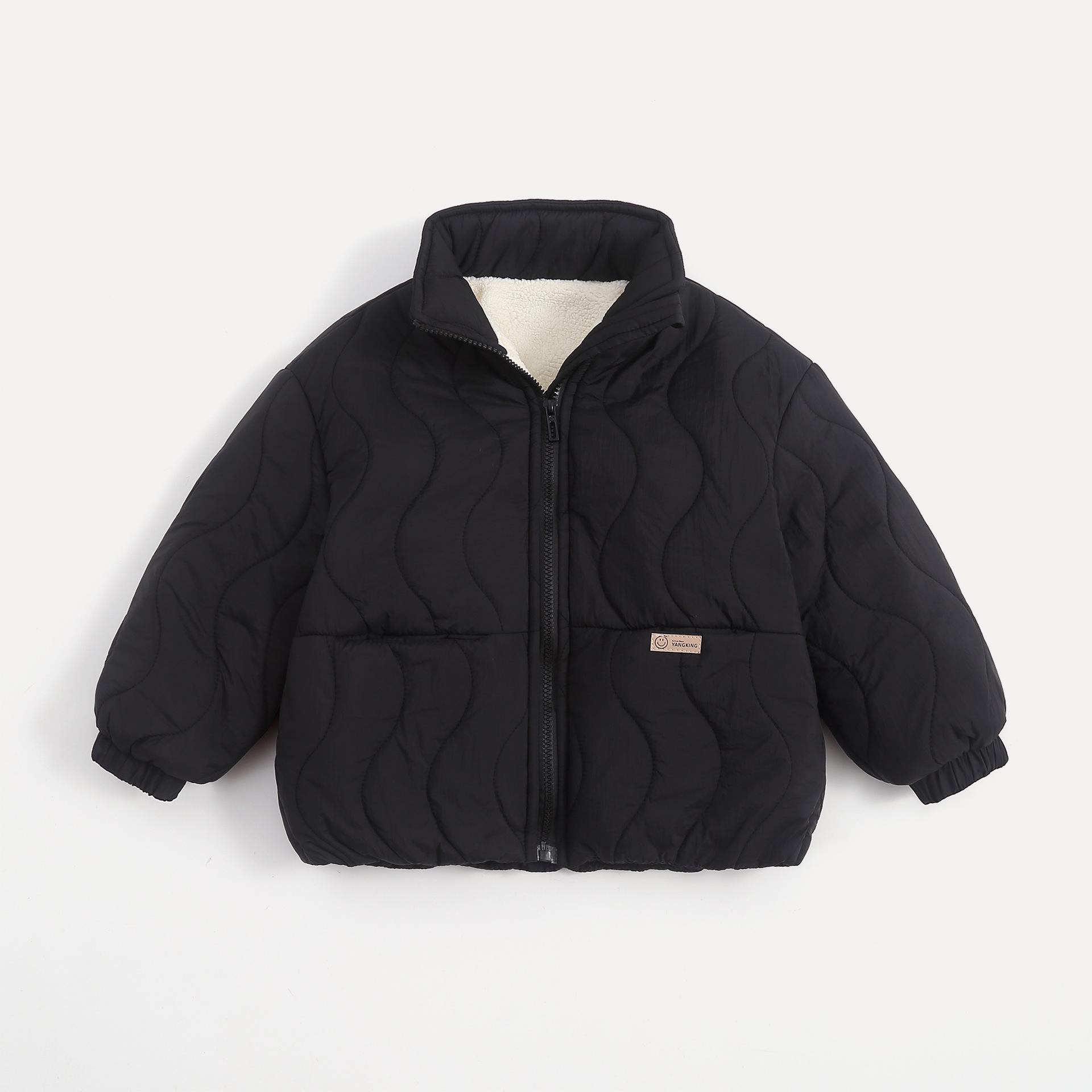 

2025 Kids Cotton Jacket, New Style: Stand-Up Collar, Thick Liner, For Boys & Girls 110 cm чёрный