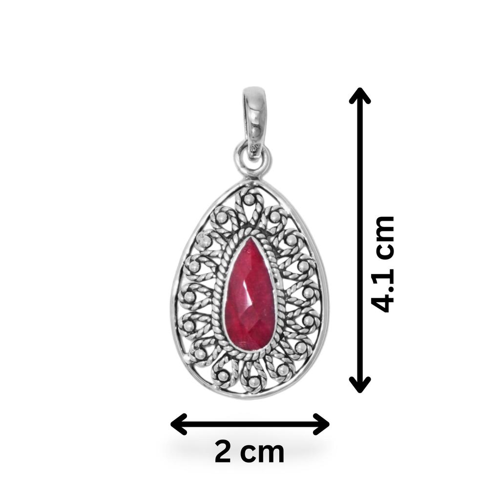 red corundum pendant, Antique handmade pendant, gift for her, 925 sterling silver jewelry