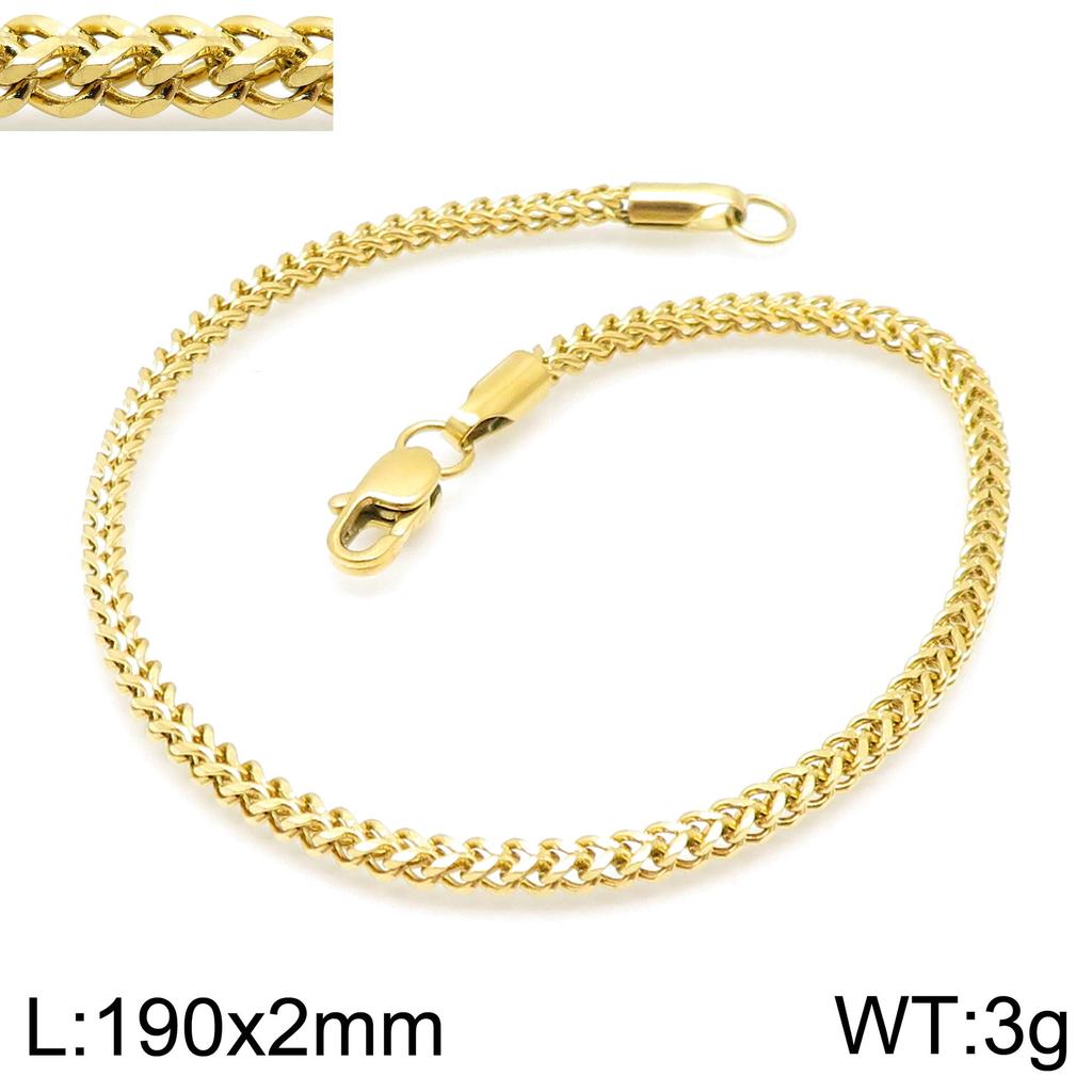 Premium Stainless Steel Front And Back Chain Bracelet, Simple Vacuum Plated Keel Chain, Japanese Buckle Men'S Jewelry