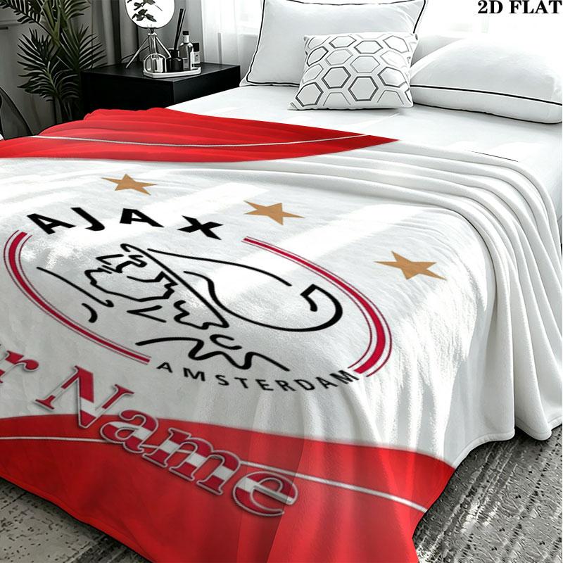 1PC AFC Ajax Custom Name Patterned Flannel Blanket Suitable For All Seasons for Home Decor Warmth and Comfort Gifts Holiday Present