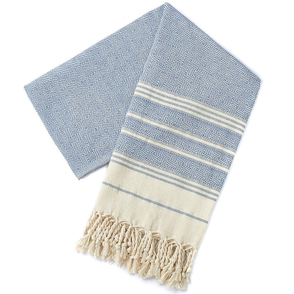 Striped Logo Sand-Free Outdoor Summer Travel Bath Pool Swim Use Colorful Cotton Turkish Beach Towel With Tassel