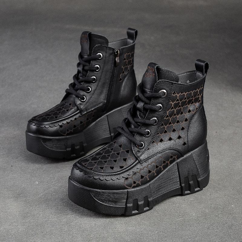 

Модные GKTINOO 7см Дышащие Летние Перфорированные Женские Мокасины на Молнии Мягкие Модные Сандалии Обувь Женские Ботильоны из Натуральной Кожи 220