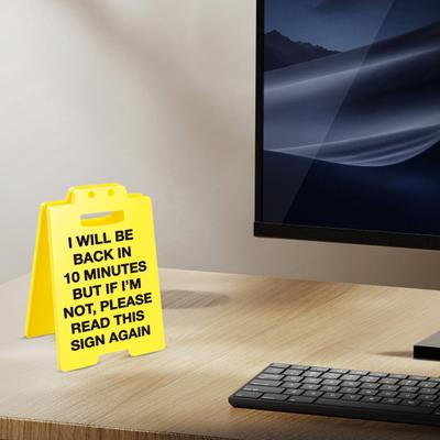 Prank Desk Caution Sign Heavy Duty Plastic Desktop Warning Sign Home Office