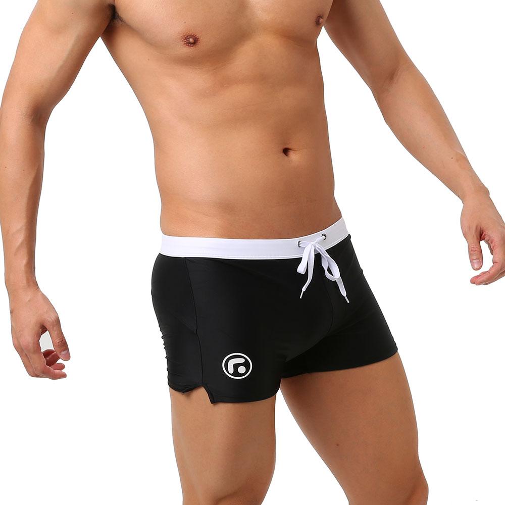 Men's Back Pocket Swimwear Short Swim Trunks Beach Shorts Sexy Mesh Boxer Briefs Comfortable Soft Breathable
