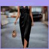 Robe Longue Élégante Sans Manches à Col en V et Ourlet Asymétrique pour Événements Formels