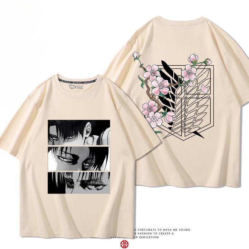 Summer 100% Cotton T-shirt Attack Giant Wings of Freedom Clothing Sergeant Alan Mikasa Around Short-sleeved Men