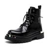 Mens Fashion High Motorcycle Boots  Designer Original Leather Shoes Cowboy Platform Boot Handsome Long Knight Botas Hombre