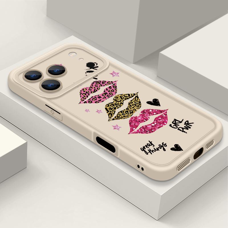 Shockproof Phone Case For iPhone 17 Pro Max Case iPhone 16 15 14 13 Pro Max 11 17e 16e Fashion Kiss Lips Print Soft Silicone Bumper Cover