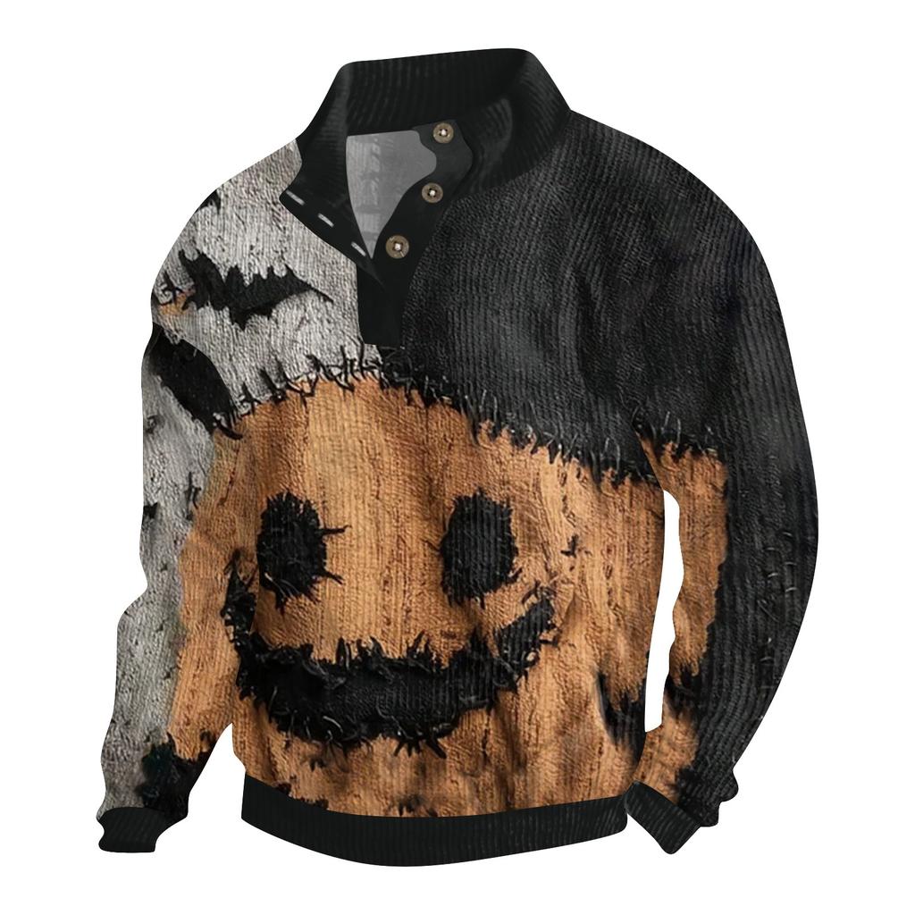 Men's Halloween Printed Corduroy Button Shirt