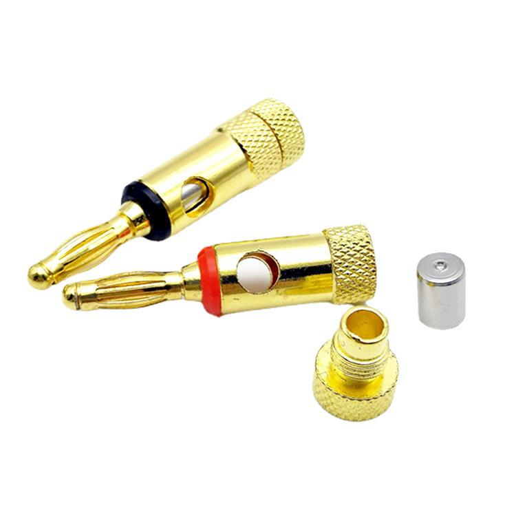Gold-Plated Solderless 4MM Banana Speaker Plug Connector
