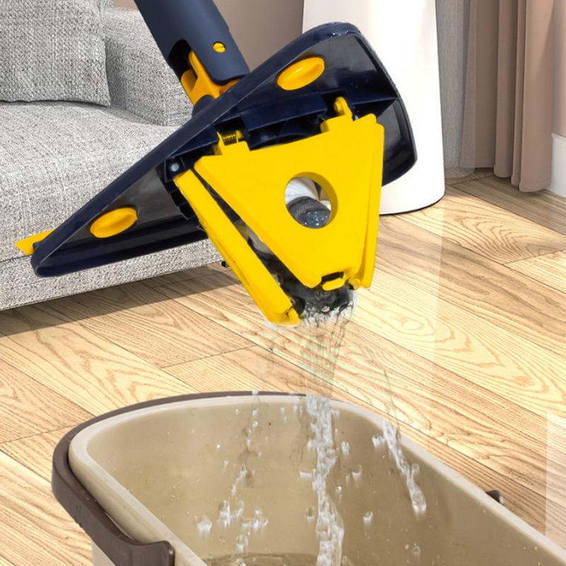 360 Degree Rotatable Cleaning Mop Triangular Squeeze Rotary Wiper Cleaning Floor Glass Ceiling Wall Cleaner Mop Broom Clean Tool
