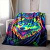 1pc Wolf, Neon Art Blanket Lightweight Blanket Throw Blanket For Sofa, Bed, Travel, Camping, Livingroom, Office, Couch, Chair yy251010031