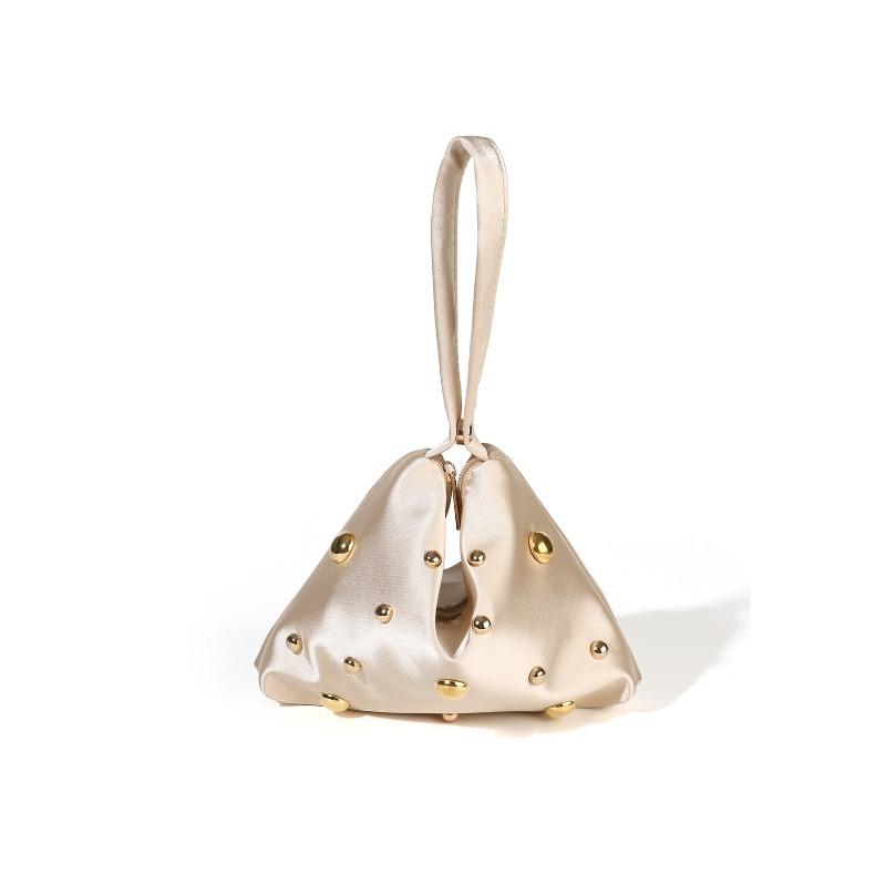 Einfache einfarbige Satin-Magnet-Abendtasche, vielseitige dreieckige Damen-Clutch-Handtasche