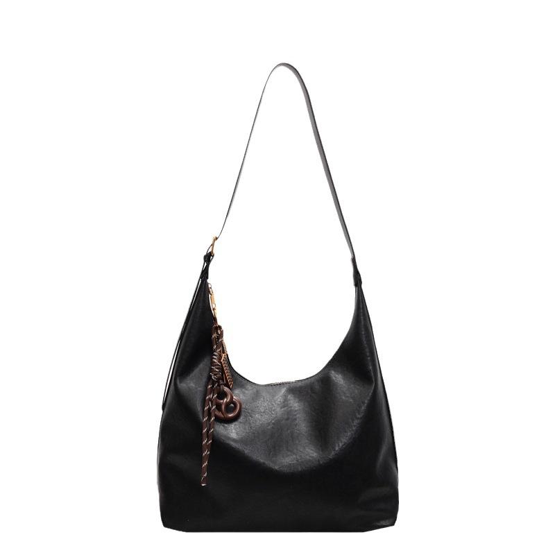 Niche design fashionable commuter tote bag women's 2025 new high-end retro solid color soft-faced shoulder bag