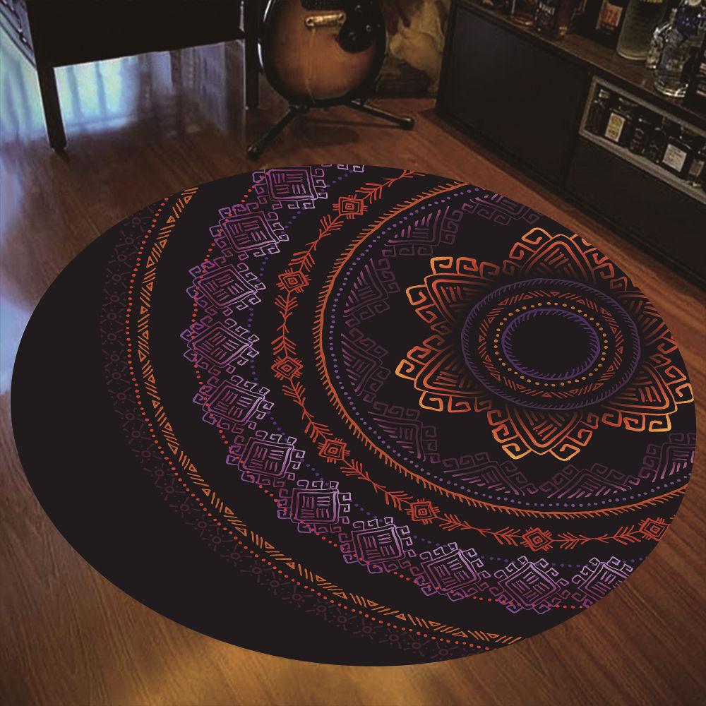 Runder Teppich im Bohemian-Mandala-Druckstil für Wohnzimmer, Schlafzimmer, Couchtisch, Bodenmatte, Bereichsteppich, Wohnkultur, Türmatte, Tapis