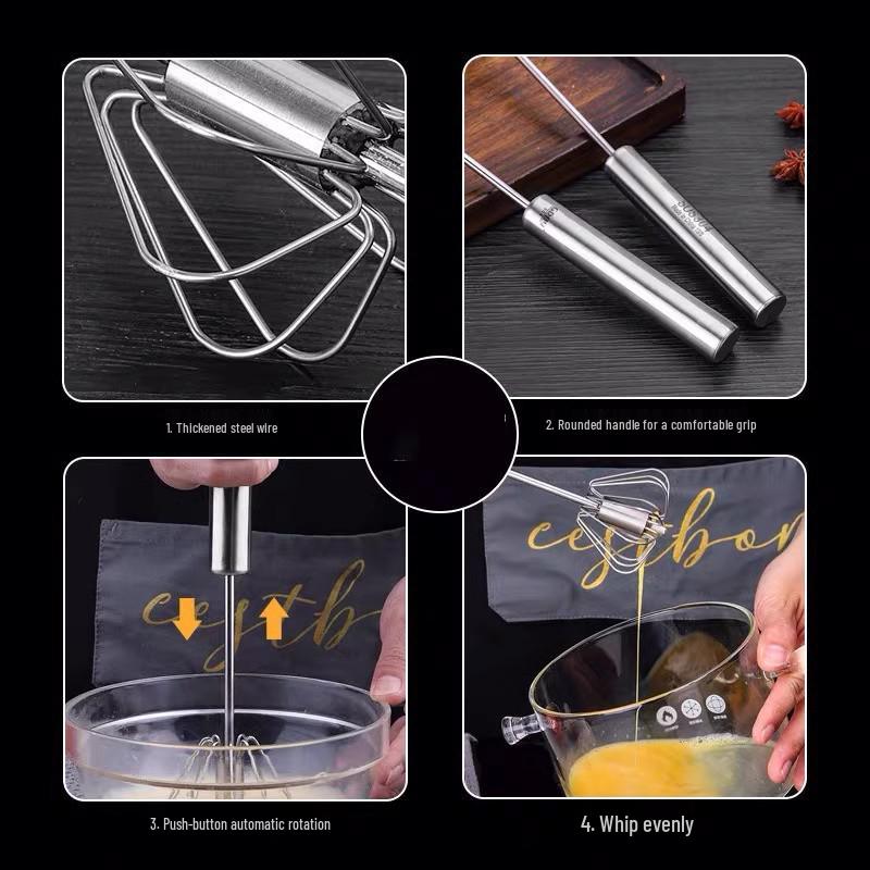 Stainless Steel Manual Egg Beater Whip Mixer for Baking