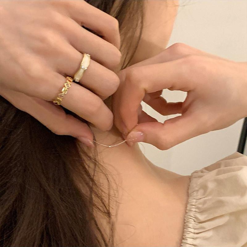 Fashionable Korean Style Adjustable Open Ring With Unique Drip Glaze And Rhinestones