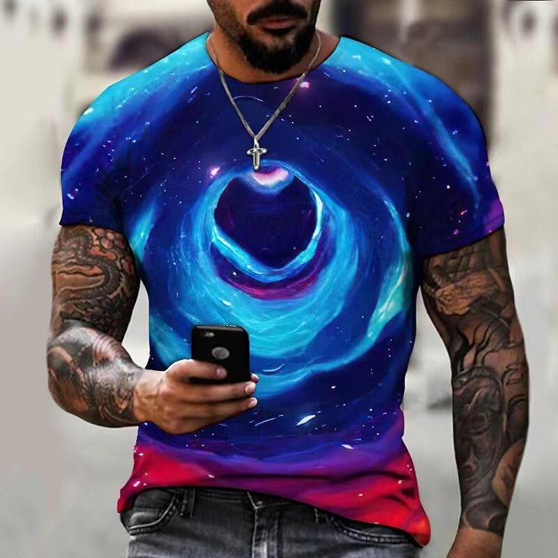 Fashion Men's T-Shirts 3d Vortex Printed Men's Clothing Street Designer Short Sleeved Loose Oversized Tshirts Daily Casual Tops