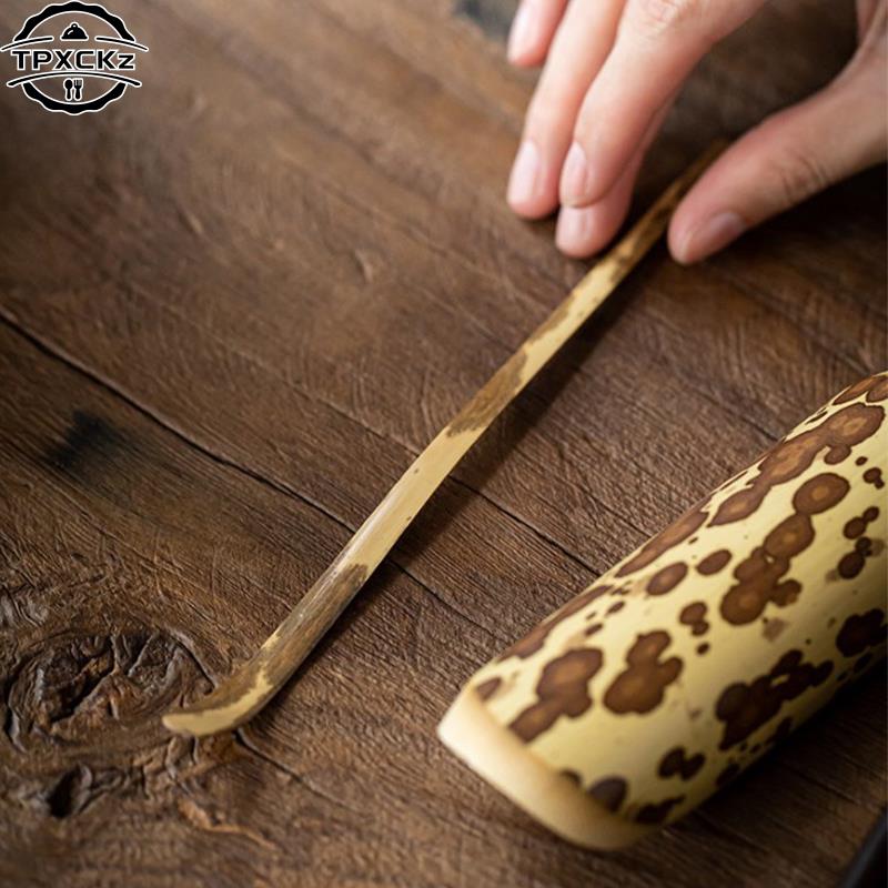 Natürliche Handgefertigte Holz Tee Blatt Matcha Stäbchen Löffel Teegeschirr Weißer Bambus Küchenwerkzeug Gewürz Gadget Kochutensil Zubehör