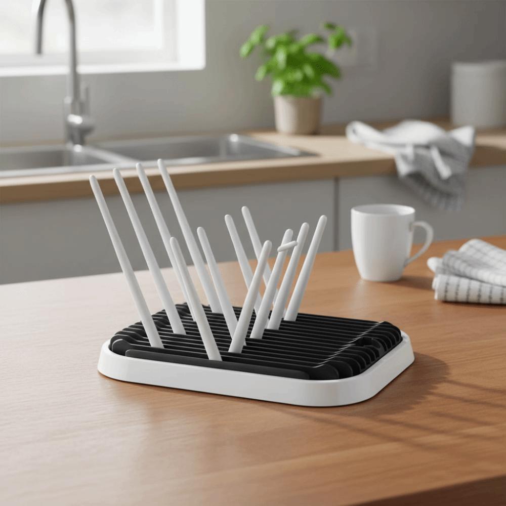 Foldable Baby Bottle Drying Rack Plastic Sturdy Drain Storage Rack Detachable Portable Bottle Cleaning Dryer