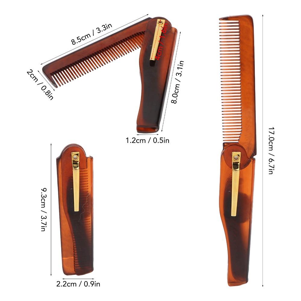 10pcs Brown Folding Pocket Comb Gold Buckle Handmade Comb Portable Fine Tooth Comb For Men