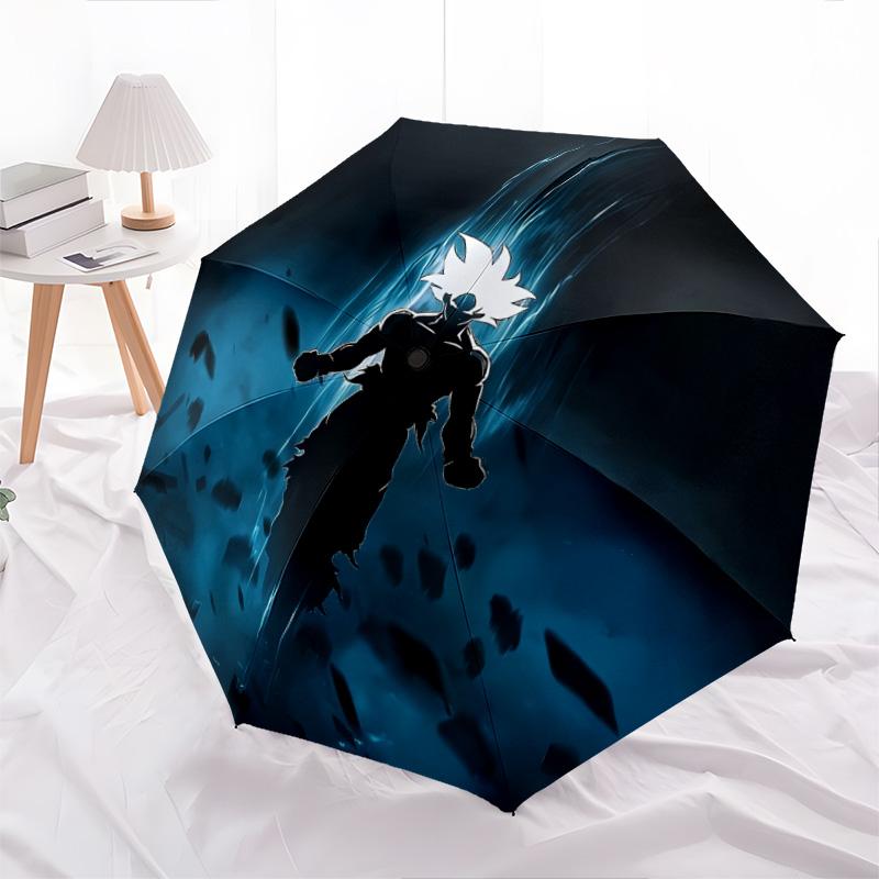 Padrão Dragon Ball, guarda-chuva de dobra automática, design portátil e dobrável, 8 varetas, um presente de Natal ou aniversário.