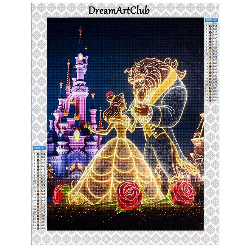 Diamond Mosaic Beauty and The Beast Painting Picture Rhinestones AB Drill Princess Embroidery Cross Stitch Wall Decor