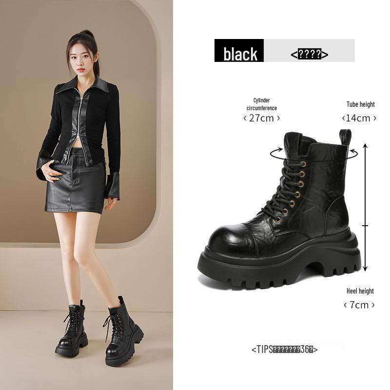 Augusden Women's 2025 Autumn Brown Chunky Heel Platform Ankle Boots - English Style Motorcycle Design