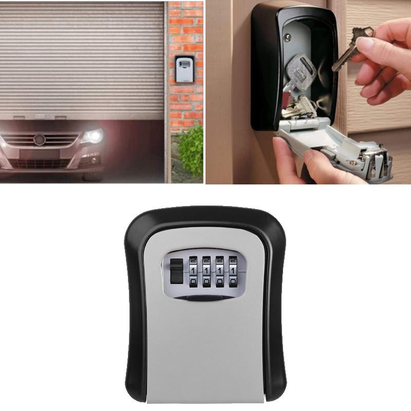 Safe Box Key Secure 4 Digit Combination Wall Mounted Lock Storage Aluminum Alloy
