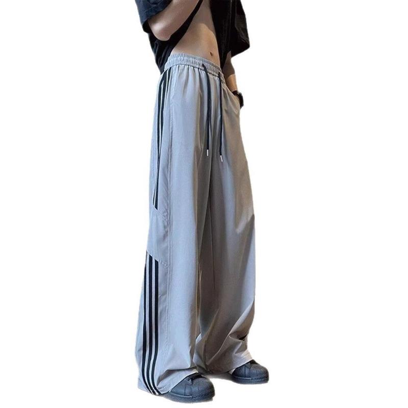 New loose casual pants men's trend splicing pants summer thin pendant wide-leg trousers