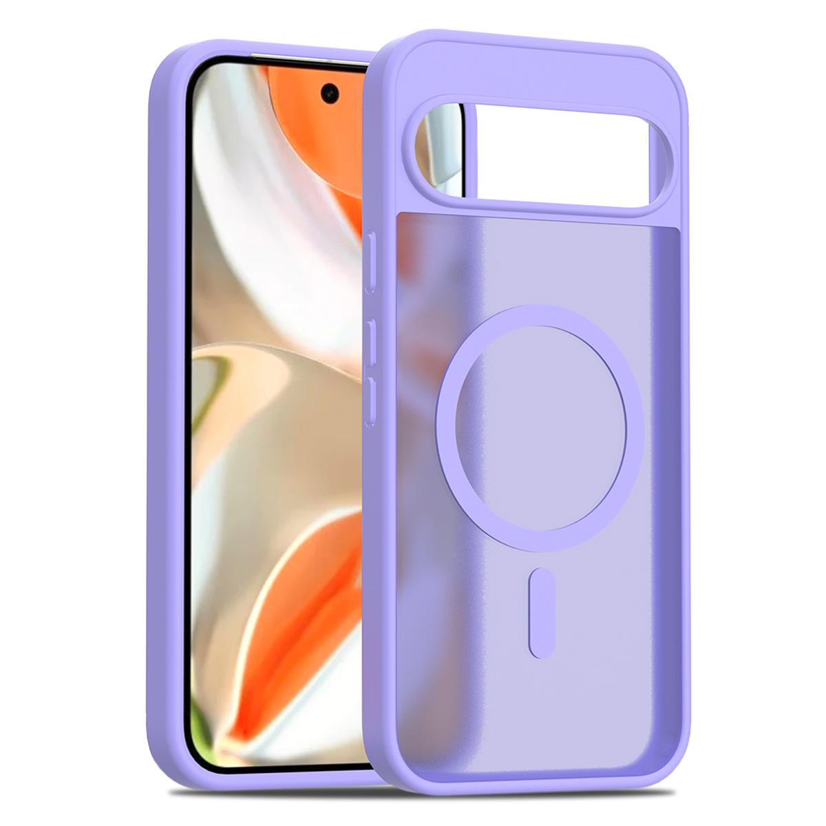 

For Google Pixel 9 Pro XL Case Compatible with MagSafe TPU Frame Acrylic Back Phone Cover Skin Touch Purple