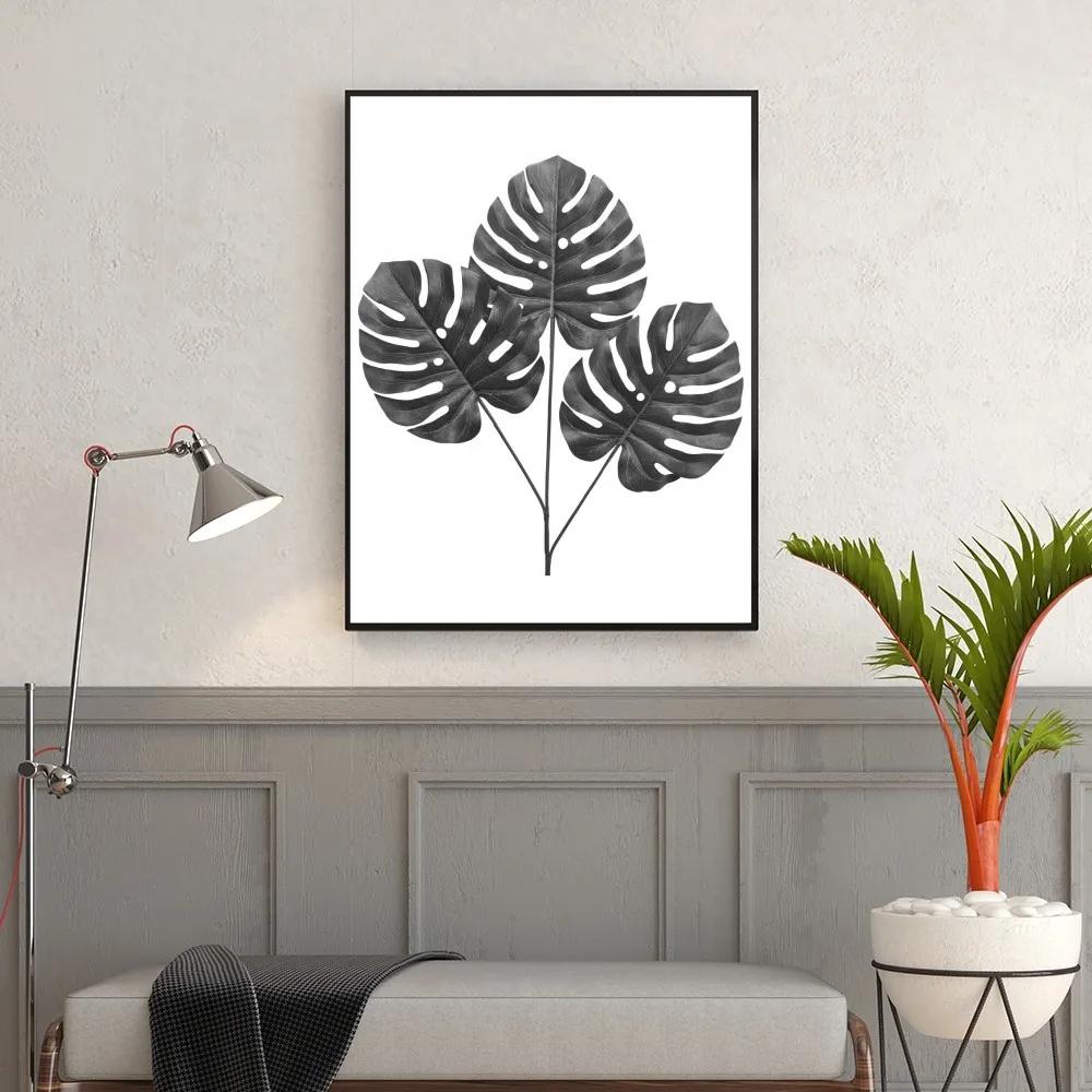Černobílá rostlina Plakát Samolepící umělecký plakát Retro Kraft Paper Sticker DIY Pokoj Bar Kavárna Vintage dekorativní malba