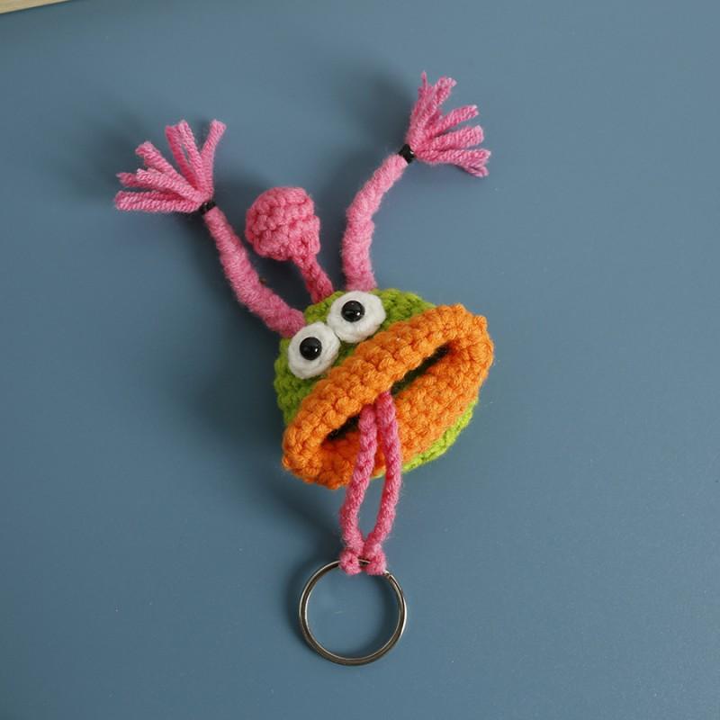 Lustige Häkel-Schlüsselanhänger Stricken Niedliche Wurstmund-Puppe Schlüsselhalter Nützliche Gestrickte Aufbewahrungstasche Schlüsselanhänger Für Autoschlüssel Großhandel