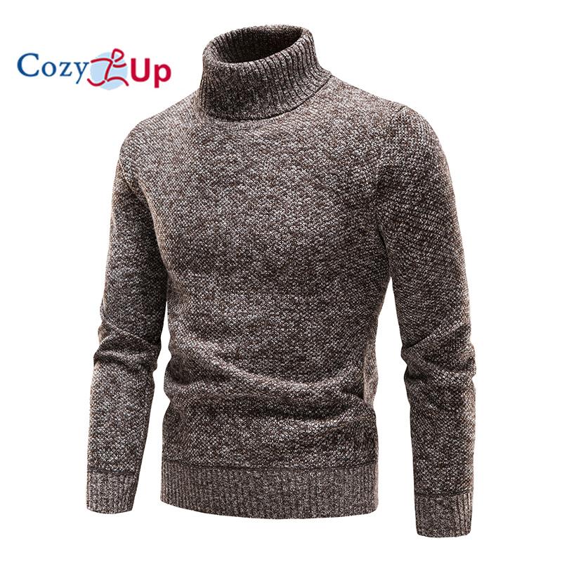 Cozy Up Men's Autumn and Winter Solid Thickened and Padded High-Collar Sweater