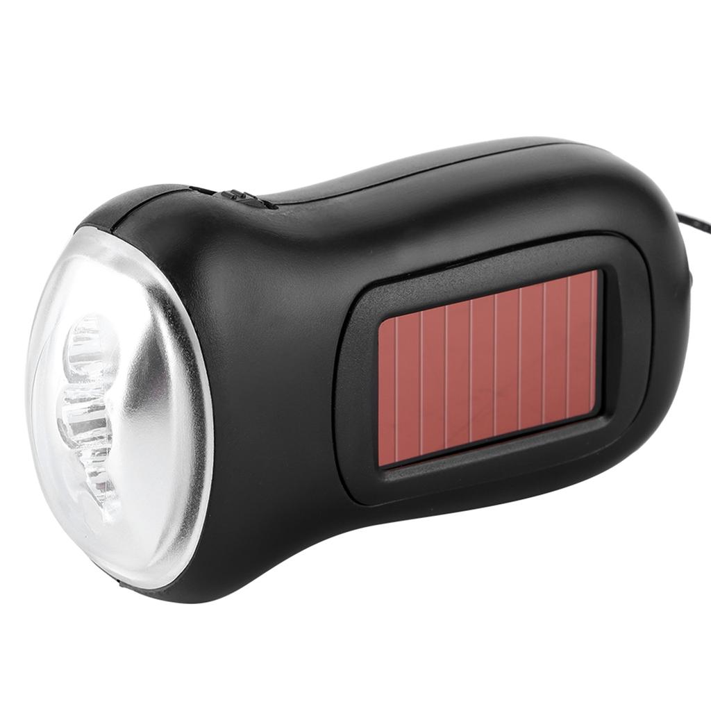 Hand Crank Solar Powered Rechargeable Flashlight LED Emergency Dynamo Torch for Outdoor Camping