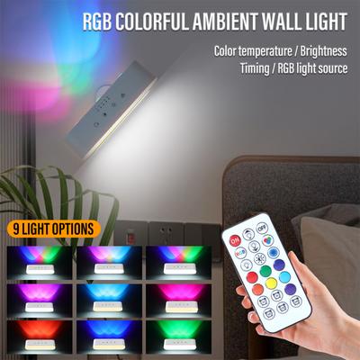 1ks Chytré nástěnné svítidlo Dobíjecí přes USB Dálkové ovládání Ambientní světlo RGB a Bílé Stmívatelné osvětlení Noční světla
