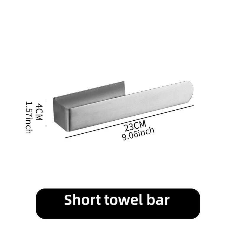 Bathroom Shelf No Hole Towel Rack Simple Stainless Steel Towel Bar Self-stick Fixed Kitchen Towel Rack Space Saving Towel Rack
